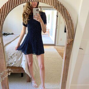 Reformation Gracie Mini Dress | Dotsie (Navy/White) Size 0